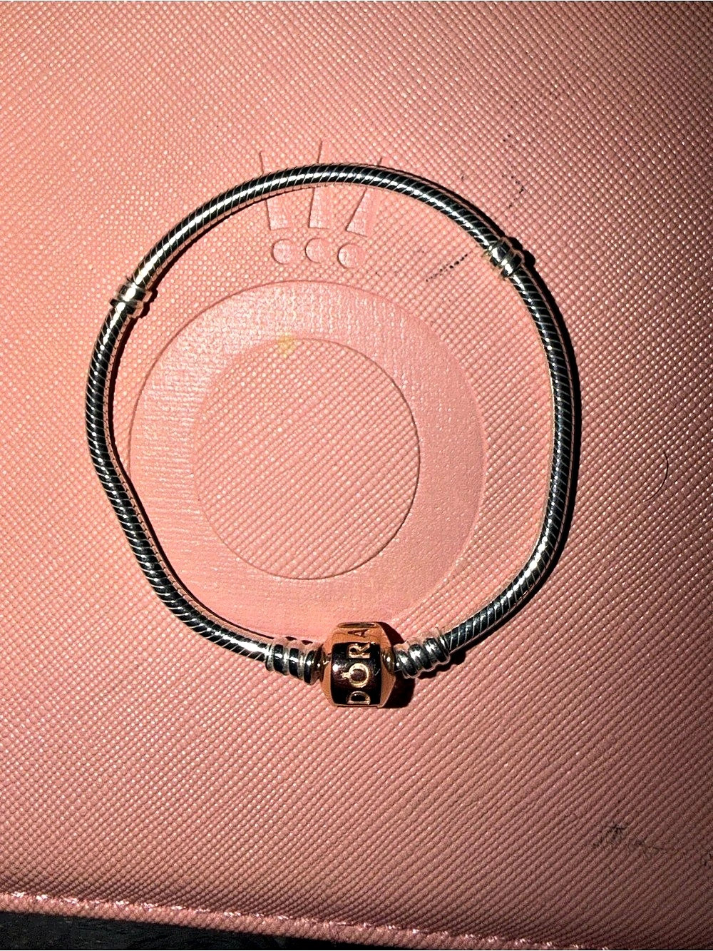 Pandora Moments Sterling Silver & 14k Rose Gold-Plated Barrel Clasp Snake Chain